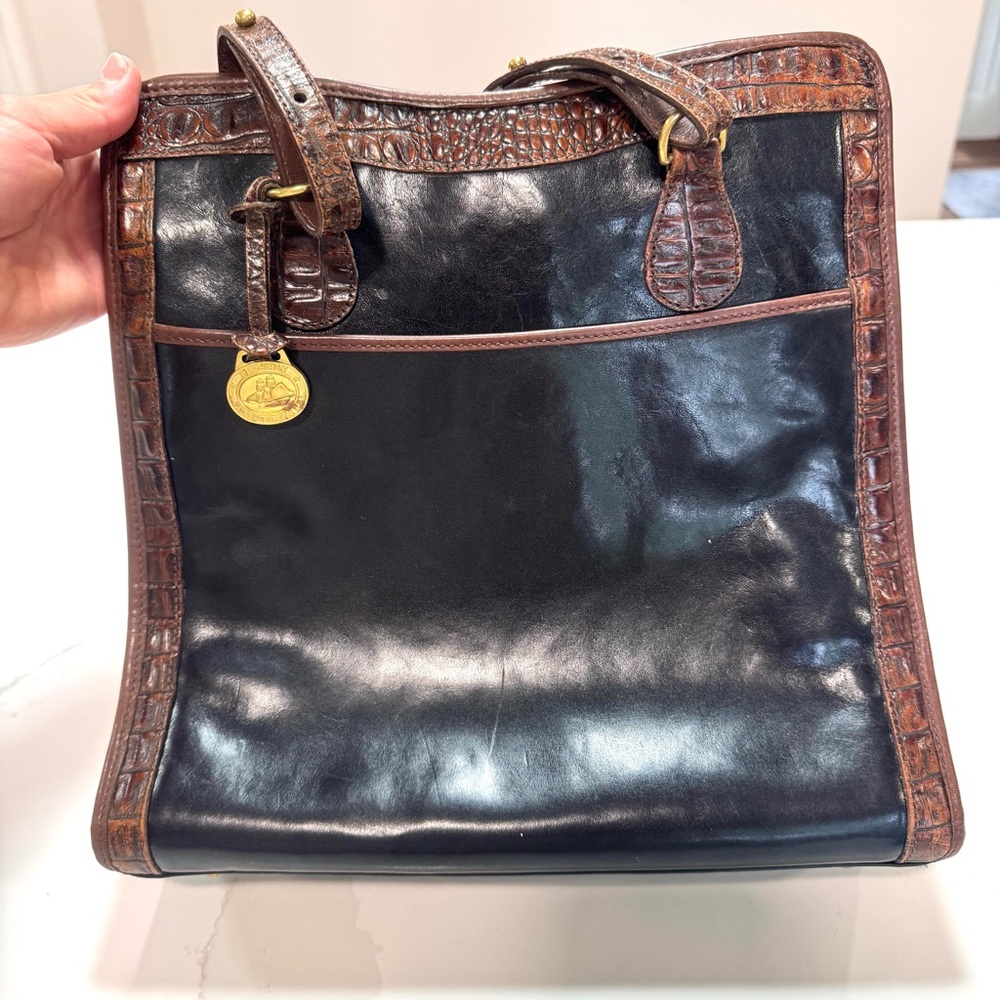 Brahmin Black and Brown Leather Tote Bag